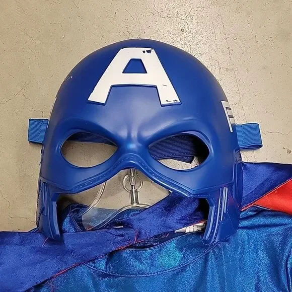 Captain America dress, cape, shield, socks, mask Childs Large 12-14 - Picture 10 of 12